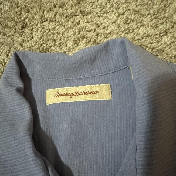 Tommy Bahama Shirt Mens Medium Blue Silk Camp Cuban Collar Short Sleeve - Picture 3 of 7